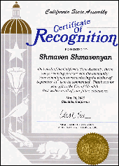 Certificate of Recognition - California State Assembly