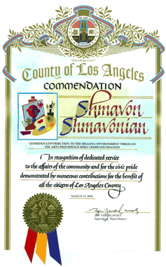 Certificate of Recognition - Country of Los Angeles